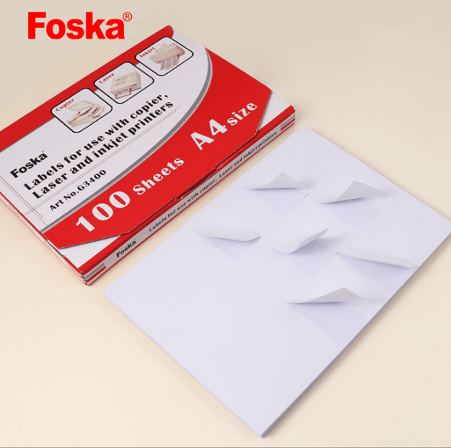 LABEL ADHESIVE A4 FOSKA - Qpm Stationery
